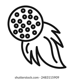 Burning golf ball icon mark in filled style