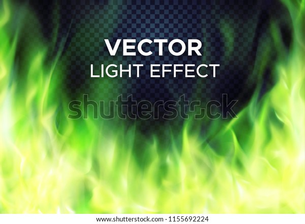 Burning Green Fire Flames On Transparent Stock Vector Royalty Free