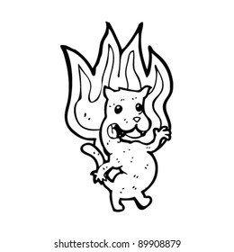 burning halloween cat cartoon