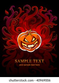 quema de calabaza de halloween en el fuego - ilustración vectorial