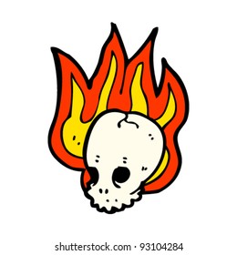 burning halloween skull cartoon