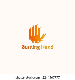 Burning hand logo in orange red color.