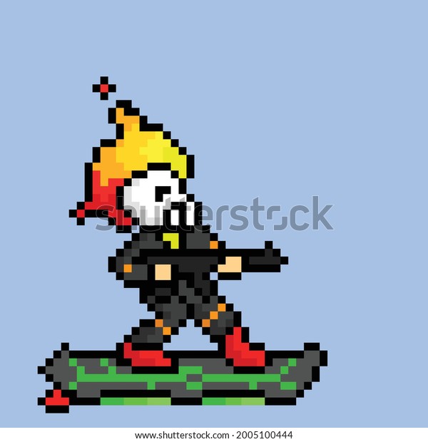 Burning Head Skeleton Using Hoverboard Rifle Stock Vector (Royalty Free ...