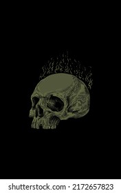 Burning head skull artwork illustration