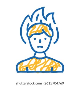 burning head stress doodle icon sketch vector. burning head stress sign. isolated symbol illustration