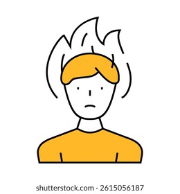 burning head stress line icon vector. burning head stress sign. isolated symbol illustration