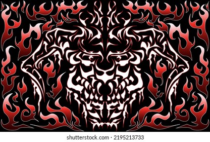 Burning Head Tribal tatoo style,used as a background,wallpaper,prints,tatoo.etc.