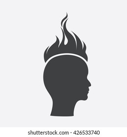 Burning head. Vector flat icon