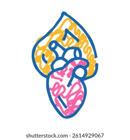 burning heart doodle icon sketch vector. burning heart sign. isolated symbol illustration