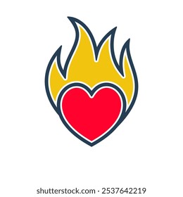 Burning Heart-Symbol. Burning heart logo. Flaches Design, Vektorgrafik. Einzeln auf weißem Hintergrund.