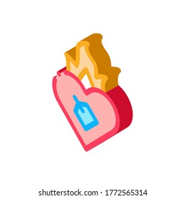 Burning Heart Icon Vector. Isometric Burning Heart sign. color isolated symbol illustration