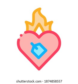 Burning Heart Icon Vector. Outline Burning Heart Sign. Isolated Contour Symbol Illustration