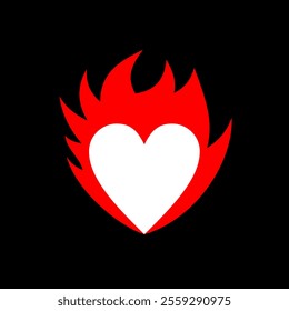 burning heart illustration, heat emoji fire design