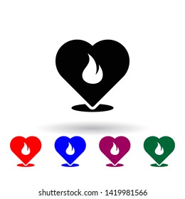 burning heart multi color icon. Elements of concentration set. Simple icon for websites, web design, mobile app, info graphics