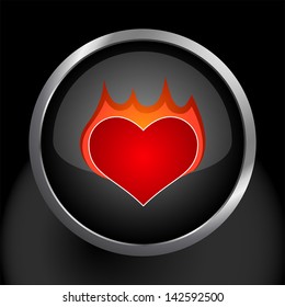 Burning Heart on Fire Heart Icon Symbol