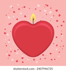 vela en forma de corazón ardiente; amor, concepto de San Valentín- ilustración vectorial