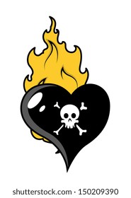 Burning Heart Tattoo Vector