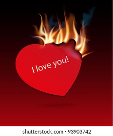 Burning heart. Vector.