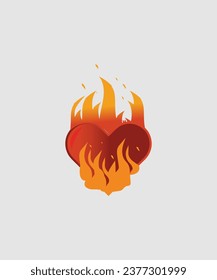 Burning Heart vector art Heart on fire vector 