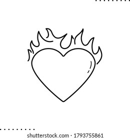 burning heart vector icon in outline