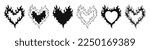 Burning hearts set. Various heart shapes in flame. Vector illustration.