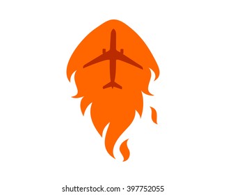 burning heat fire plane airport flight airline airway image symbol icon