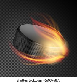 Burning Hockey Puck. Burning Style. Illustration Isolated On Transparent Background Illustration