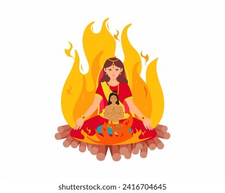 Burning of Holika Indian festival happy Holika Dahan design banner