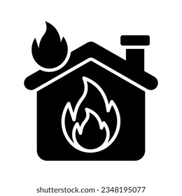 Burning home icon design, isolated on white background, fire insurance vector