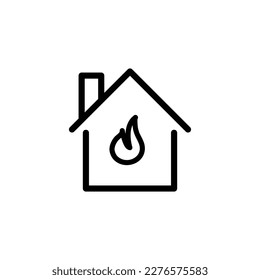 Burning home vector icon, house fire symbol flat illustration on white background..eps