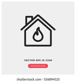 Burning Home Vector Icon, House Fire Symbol. Modern, Simple Flat Vector Illustration For Web Site Or Mobile App