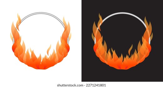 A burning hoop, a bright transparent fire. Isolated vector illustration for white or black background