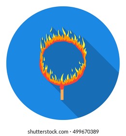 Burning hoop icon in flat style isolated on white background. Circus symbol stock vector illustration.