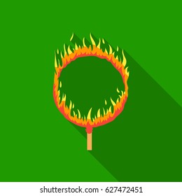 Burning hoop icon in flat style isolated on white background. Circus symbol stock vector illustration.