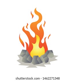 Burning Hot Flame Bonfire Round Stones Stock Vector Royalty Free Shutterstock