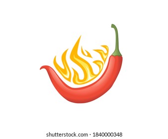 Burning hot red chili pepper flat vector illustration of hot vegetables spicy food ingredient