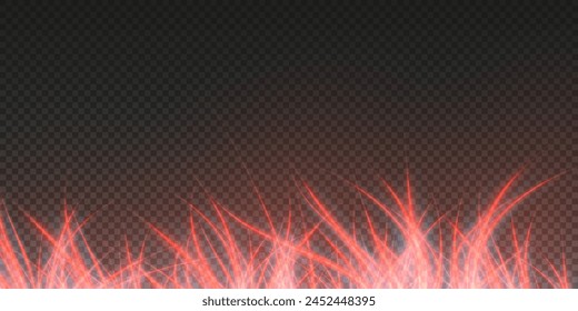 Burning hot sparks effect with embers burning ash and smoke flying in the air. Burning glowing particles. Flame of fire with sparks isolated on a black transparent background. Flame png.