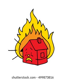 Burning House Stock Vector (Royalty Free) 499873816 | Shutterstock