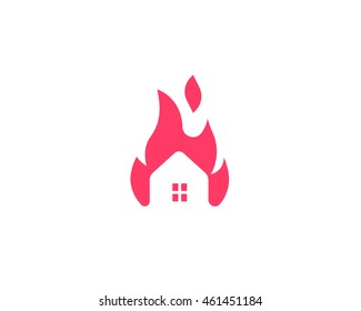 burning house, fire vector logo in a modern style.