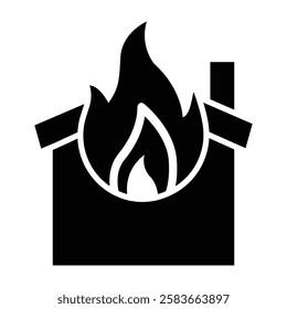 Burning House Glyph Icon Vector Design