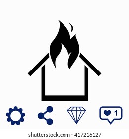 Burning house icon.