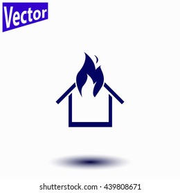 Burning house icon.