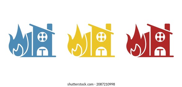 icono de la casa en llamas, ilustración vectorial