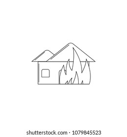 burning house illustration. Element of firefighter for mobile concept and web apps. Thin line illustration of burning house can be used for web and mobile. Premium icon on white background