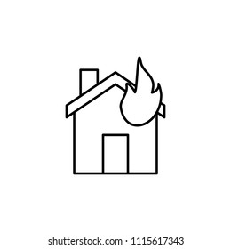 burning house line icon. Element of insurance sign for mobile concept and web apps. Thin line burning house icon can be used for web and mobile. Premium icon on white background