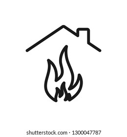 burning house. minimal thin line web icon. simple vector illustration outline. concept for infographic, website or app