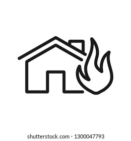 burning house. minimal thin line web icon. simple vector illustration outline. concept for infographic, website or app