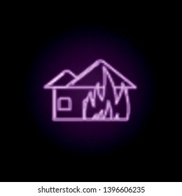 Burning house neon icon. Elements of fireman set. Simple icon for websites, web design, mobile app, info graphics
