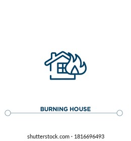 burning house outline vector icon. simple element illustration. burning house outline icon from editable firestation concept. can be used for web and mobile
