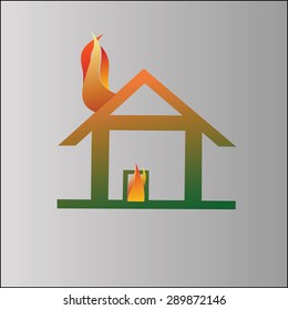 Burning house symbol
